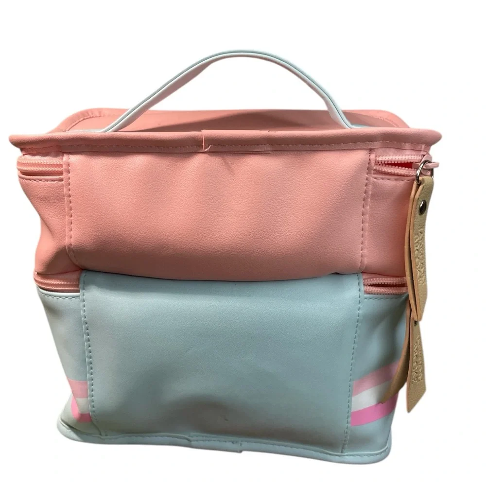 Jadelynn Brooke Pink and White Striped Kids Cosmetic Bag